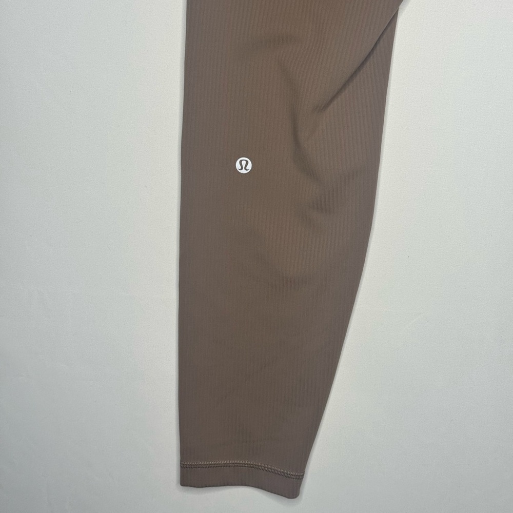 lululemon Ribbed High-Rise Leggings Size 14 Taupe Brown Nulu Yoga Excellent